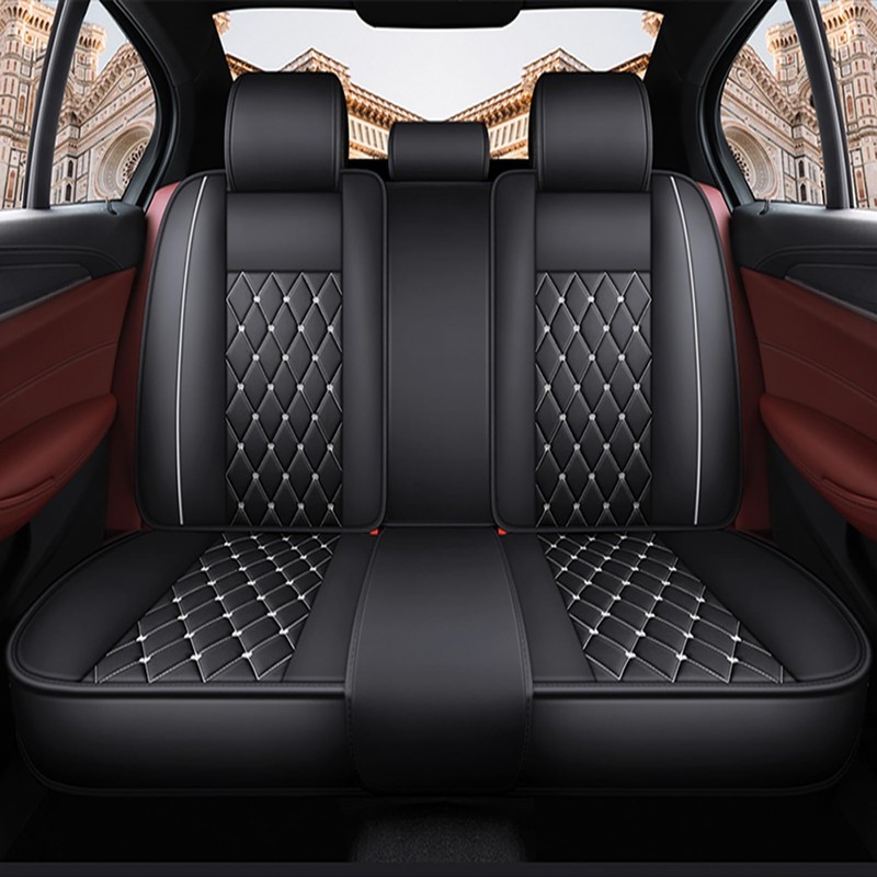 LOVJOYSE Crown Car Seat Covers Full Set, Premium Leather Waterproof