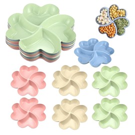 Jiavlyx 8 Stück Herzförmige Snackteller, Obstteller Snack, Obstteller Plastik, Snackschale, Mit 4 Fach Snack Tablett, Wiederverwendbar Tragbare Snackteller, Für Outdoor, Familien, Party