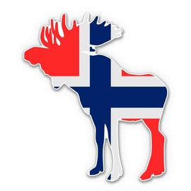 Norway Flag Moose - 12" Vinyl Sticker Waterproof Decal