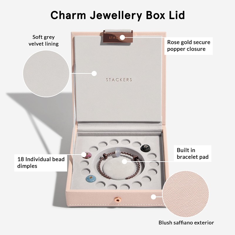 Stackers Blush Pink Charm Lidded Jewellery Box