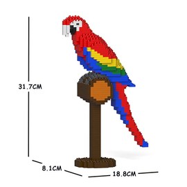 JEKCA Enveil Helk Building Realistic Animal Objects, Vibrant Colors, Macaw, 7.4 x 3.2 x 12.4 inches (18.8 x 8.1 x 31.7 cm), Sturdy Blocks Fixed with Screws, for Adults, 3D Puzzle, Won't Crumble, Interior Accessories