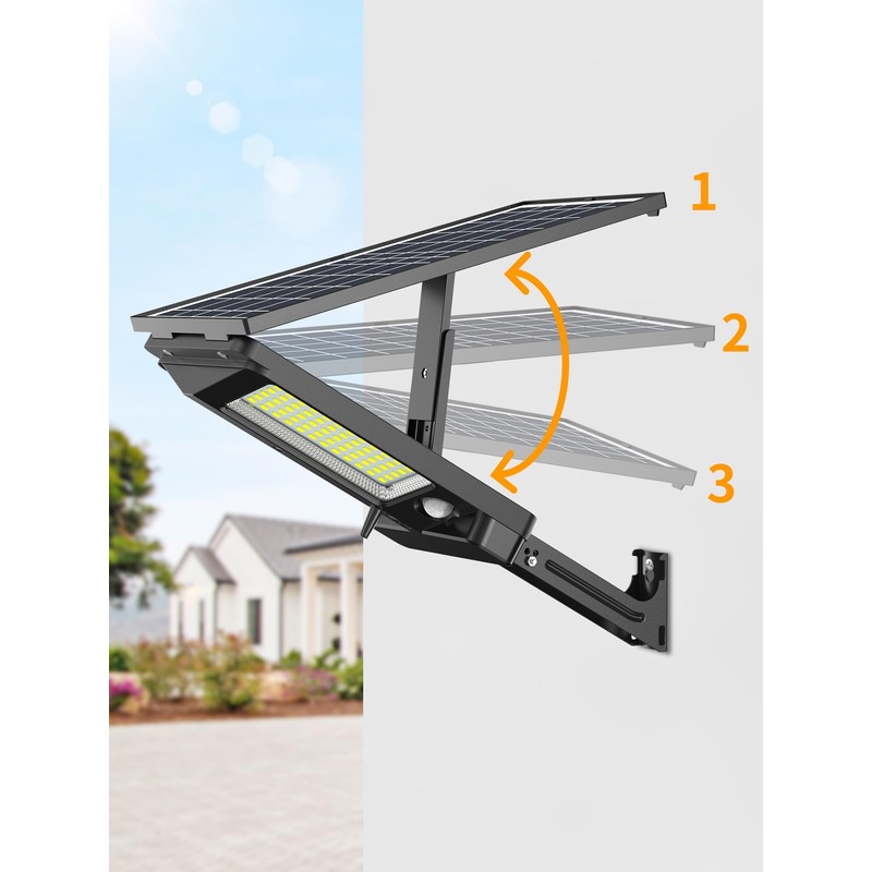 intelamp Solar Street Lights Outdoor Waterproof 3000LM 12500mAh Dual Motion