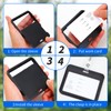 3 Pack Sliding ID Badge Holder, Black Horizontal Hard Plastic