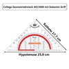 Aristo AR23008 College Geometry Triangle with Removable Handle (Hypotenuse 25