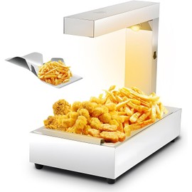 French Fry Warmer Commercial Food Heat Lamp/Food Warmer Light, 1000 Watt Deep Fry Heat Lamp with Removable Curved Drain Tray,Chicken Fries Warmer,Easy Cleaning Stainless Steel