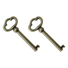 Llhhs Antique Brass Plated Hollow Barrel Skeleton Key, KY-2AB Universal Skeleton Key for for Cabinets, Curio, Jewelry Boxes, Desk, and More (2 Pack)