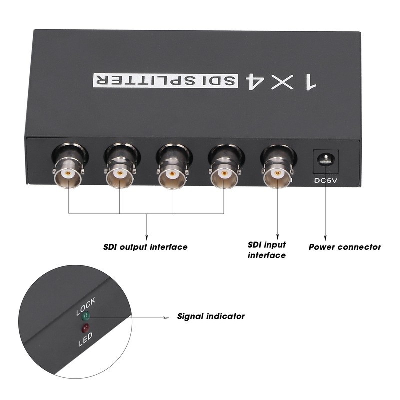 F214 SDI Splitter 1x4 1 in 4 Out Supports SD/HD/3GSDI