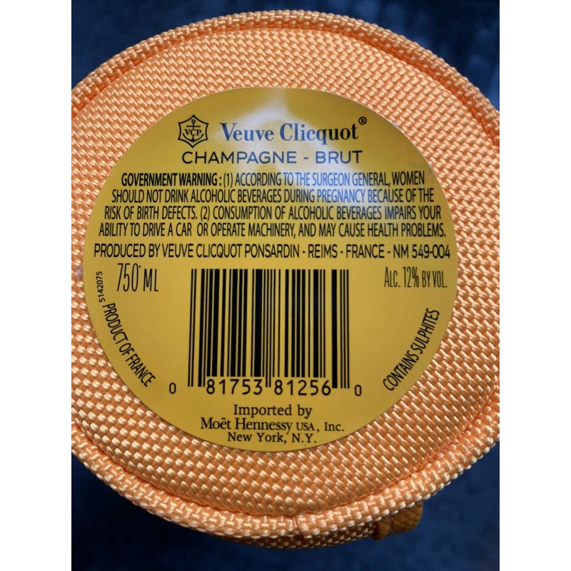 Veuve Clicquot Brut Champagne Zipper Sleeve Coozy Neoprene Orange Brand