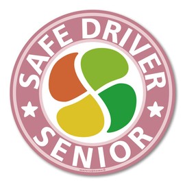 Elderly Driver Mark Sticker Maple Leaf Mark Elderly Driver Sticker Silver Mark Senior Mark Maple Leaf Mark Silver Mark Stylish Cute Simple Car Safe Driving Drives Slowly (English/Pink)