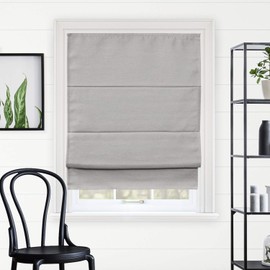 CHICOLOGY Roman Shades for Windows, Roman Window Shades, Roman Shades, Blackout Shades, Window Treatments, Window Shades for Home, Window Shade, 29" W X 64" H, Del Mar Pearl Grey (Blackout)