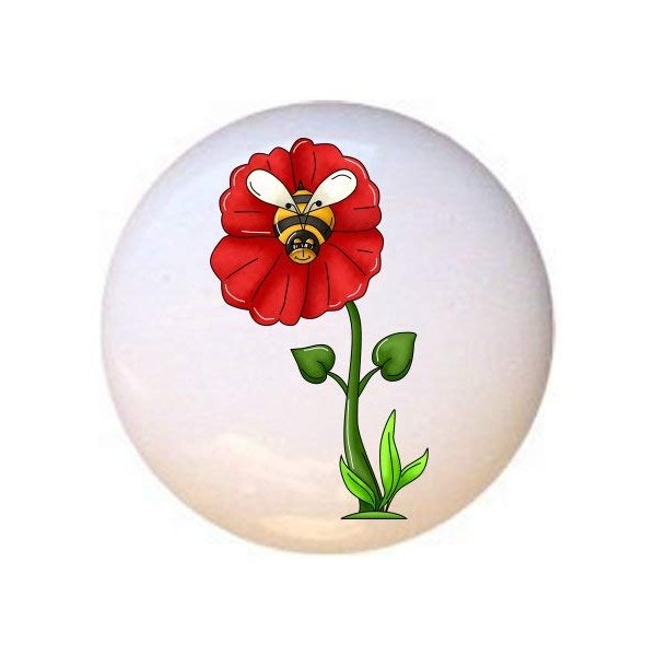 Red Flower from the Bee-Boppin' Country Bumble Bees Collection -