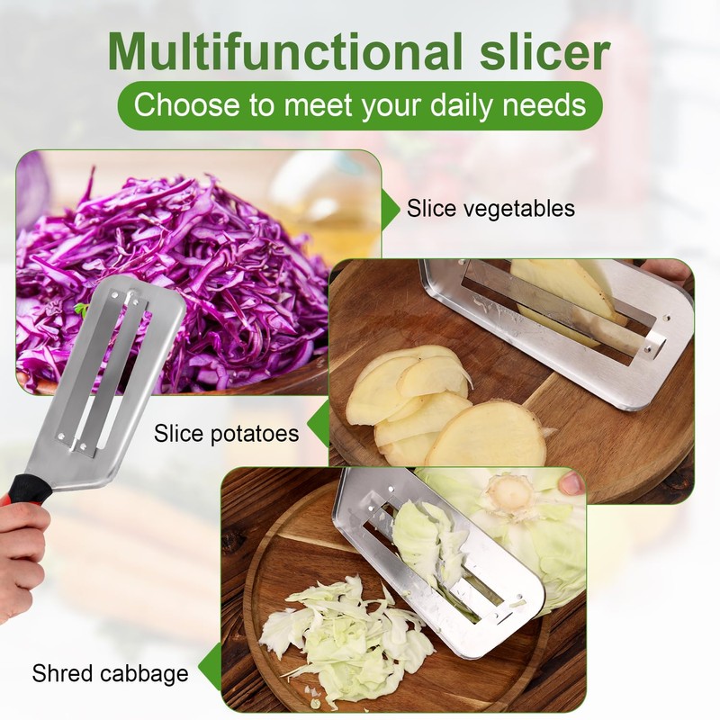 Dual Blade Julienne Cutter, Stainless Steel Cabbage Shredder for Coleslaw