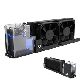 Water Cooling System, Aluminum with 2 Fans, G1/4 Threaded Interface for PC CPU Computer, 250ml Capacity, US Plug 100-240V