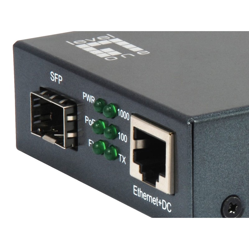 LevelOne Gigabit RJ45 to SFP Media Converter PoE PSE