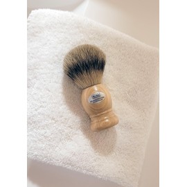 Hans Baier Exclusive Shaving Brush Real Silver Tip Badger Hair - Beech Wood Handle