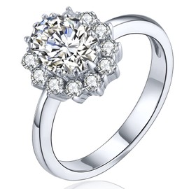 YL Women's Ring 925 Sterling Silver Oval 5A Cubic Zirconia Ring Engagement Ring, Silver, Cubic Zirconia