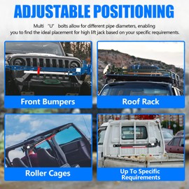 High Lift Jack Mount, KAVIUS Hi Lift Jack Tube Mount 1-2.5" Compatible with Polaris RZR Offroad Universal Vehicle Truck Adjustable High Lift Jacks Mounting