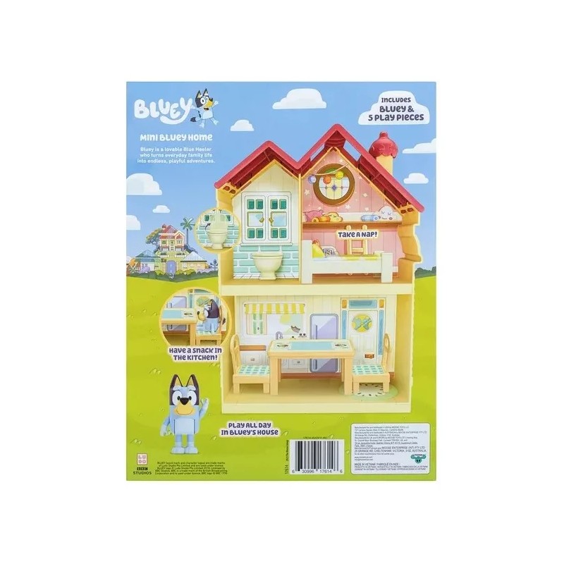 Bluey Mini Home Playset Casa Compacta Figura Bluey Color Amarillo