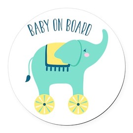 CafePress Baby On Board Toy 5.5" Round Car Magnet Magnetic Bumper Display