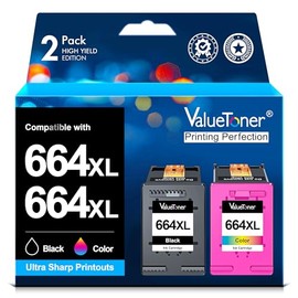 Valuetoner Cartucho de Tinta de Mayor Capacidad para 664XL Repuesto para HP 664 664XL 664 XL Tinta Compatible con HP DeskJet Ink Advantage 1115 3635 3636 3775 3835 3838 4675 5275 (1 Negro 1 Color)