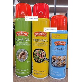 Carlini Olive Oil Cooking Spray, Original Canola Spray, Baking Non-Stick Spray with Flour (Three Bottles)