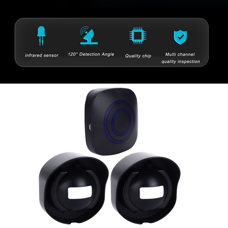 Smart Wireless Sensing Doorbell Waterproof Doorbell Security Alarm Kit for