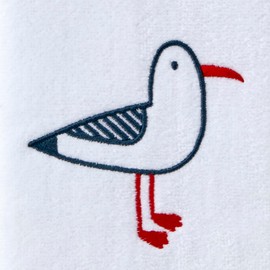 SKL HOME Seagull Portrait Hand Towel 2pc Set for Bath/Kitchen/Bar & Gift, Optic White