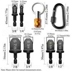 6 Pieces HVAC Plunge Tool Set, Drill Bit with Keychain and Carabiner, Air Conditioning Copper Pipe Expander Expander