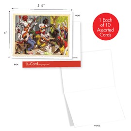 The Best Card Company - 10 Boxed Note Cards Blank (4 x 5.12 Inch) - Bulk Assorted Cards, Kitty Cats - Vintage Cats Are People Too M6473OCB