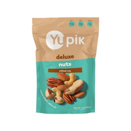 Yupik Roasted Salted Mixed Deluxe Nuts, 7 Oz, Kosher, Gluten-free, Non-GMO, Savory Blend of Almonds, Cashews, Brazil Nuts, Hazelnuts & Pecans, Crunchy Trail Mix, Nutritious Protein Snacks