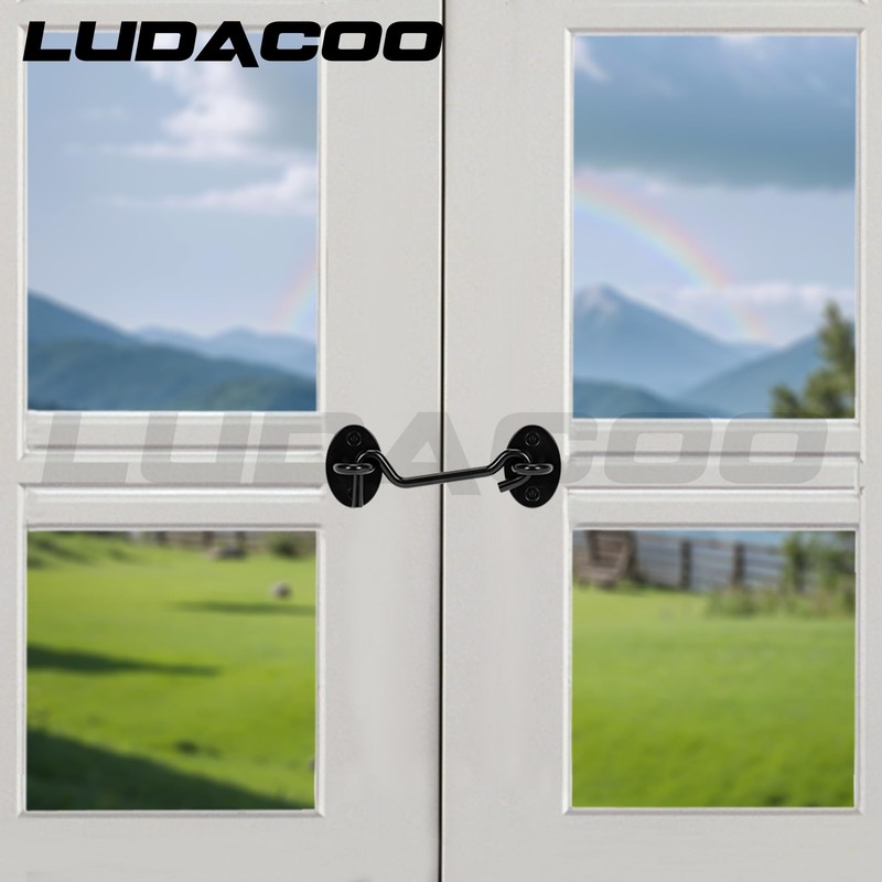 LUDACOO 4" Hook and Eye Gate Latch, Sturdy Thickened Barn