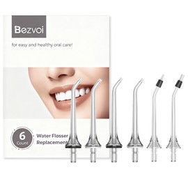 6PCS Replacement Heads for Bezvoi Y207 & Y215 Model, 4 Standard Nozzles + 1 Orthodontic Nozzle + 1 Periodontal Nozzle