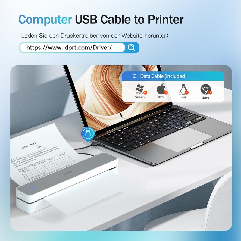 iDPRT MT610 Portable Thermal Printer, Mobile Printer A4 for Travel,