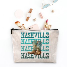 Sufamb Nashville Cowboy Boots Makeup Bag, Western Southern Country Cowgirl Cosmetic Pouch for Women, Christmas Birthday Cowgirl Gifts for Teen Girls