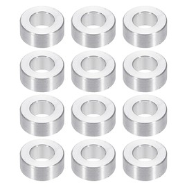 PATIKIL M6 Aluminum Spacers, 12pcs 1/4" x 1/2" Round Metal Spacers for 1/4 or M6 Screw Bolts, Unthreaded Standoff Bushing 3/16"L, 6.2x12x5mm