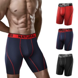 Natural Feelings Mens Underwear Boxer Briefs Long Leg 9 Inch Performance Boxer Briefs for Men