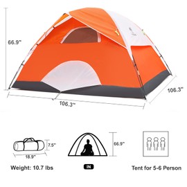 CAMEL CROWN Tents for Camping 2/3/4/5 Person Camping Dome Tent, Waterproof,Spacious, Lightweight Portable Backpacking Tent for Outdoor Camping/Hiking