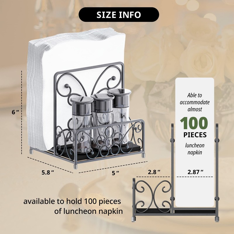 LEVIMETREE Napkin Holder – Metal Napkin Storage with Salt and