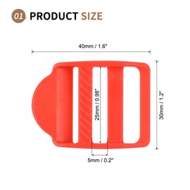 SUIKIHUM 10 Pack Plastic Ladder Slider, 1-1/4 Inch(32mm) Backpack Buckle Tri-Glides Clip, Adjustable Lock Buckle for Belt Strap, Red