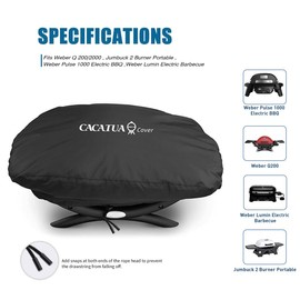 BBQ Cover, CACATUA Premium BBQ Grill Cover for Weber Classic Q2000 / Q200 Series, Real Waterproof, for Fits Q100 Q1000 Q200 Q2000, for Gas Grill Heavy Duty 84L×50W×34H cm