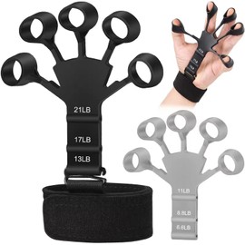 Generic Grip Strength Trainer, Finger Strengthener, Hand Strengthener, 6 Resistant Levels, Adjustable, for Therapy, Relieve Pain, Arthritis, Black Grey, Set of 2