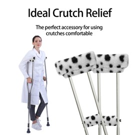 SPRING SEAON Crutches Padding Universal Crutch Pads for Armpits and Hand Grips Pads for Crutches Underarm Crutch Cushions Fluffy Crutch Covers Machine Washable (Black Dot)