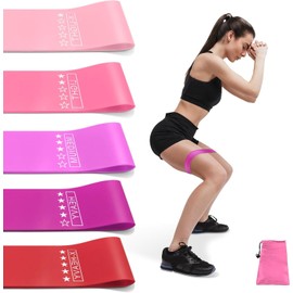 Aouplry Resistance Bands, Exercise Bands Resistance Bands Set With 5 Resistance Levels, Skin-Friendly Workout Bands for Indoor Fitness, Leg Strength Training, Rehab, Gym,Yoga (Pink)