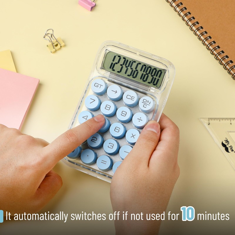 Mr. Pen- Mechanical Switch Calculator, 10 Digits, Blue, Transparent Body,