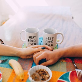 Taza de café con texto en inglés "Best Aunt and Uncle", regalo de pareja para tío, tía y tío, regalo para anuncio de embarazo de tía y tío, regalo de tía o tío de sobrina para cumpleaños, Navidad, aniversario