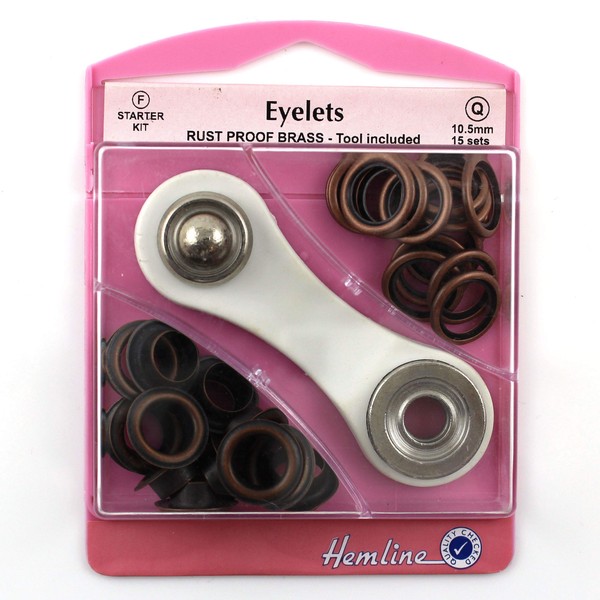 Hemline Hangsell Eyelets Starter 15 Pieces Kit, Bronze