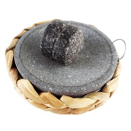 Small Size 6in/15cm Granite Grinder Mortar and Pestle Set Stone Plate Set for Spice and Salt on Camping Primitive Lava Dish