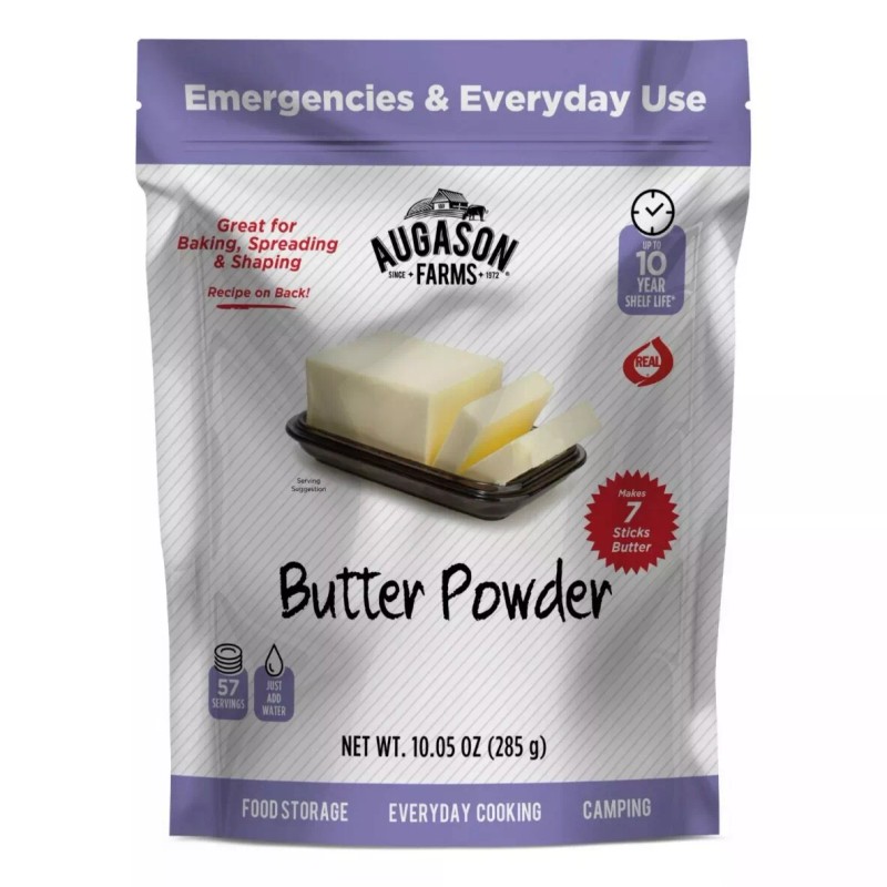 Augason Farms Butter Powder Resealable Pouch, Dehydrated Emergency Food 10