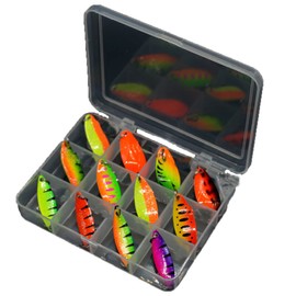 yufan 12 Pcs Trout Fishing Spoon Set,Trout Spoons Kit Fishing Spoon Lure Set Hard Baits Hard Baits Metal Fishing Lures Spinner Baits Fish Treble,for Trout,Char and Perch