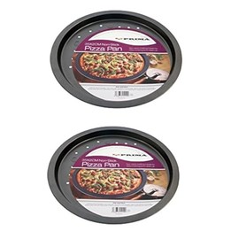 2 x Large Non Stick Vented Pizza Pan Oven Baking Tray 35cm x 2cm Carbon Steel